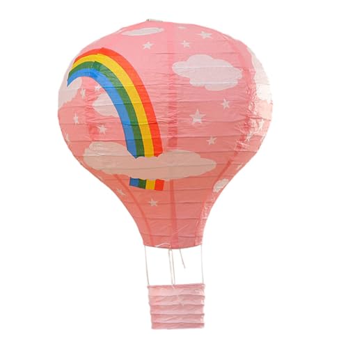 EIOLWJIEO DIY Heißluftballon Laternen, makellose Dekorationen mit Regenbogen Thema, großer Ballon Papier Regenbogen Heißluftballon, rosa Regenbogen, Durchmesser 40 cm von EIOLWJIEO