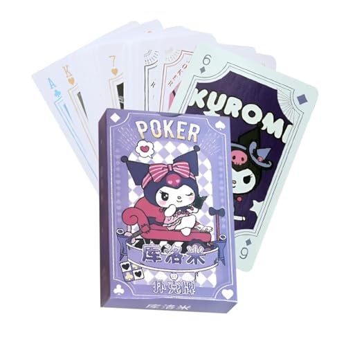 EIOURVY 54 Stück Spielkarten, niedliche Kuromi Kunststoff-Spielkarten für Familienfeiern, Grillpartys von EIOURVY