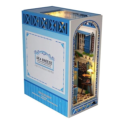 Book Nook Miniatur Kit für Bücherregal Einsatz Dekor 3D Holz Puzzle Buchstützen mit Buch Lichtsensor Modell Haus Decorati von EIRZNGXQ