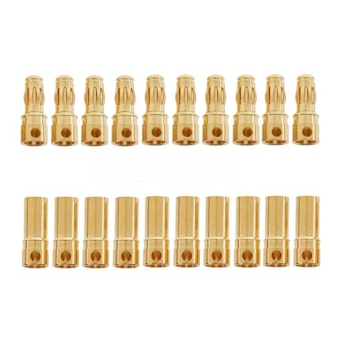 EJRNPWRF 5/10 Paar 2,0 mm/3,0 mm/3,5 mm/4,0 mm/5,5 mm/6 mm/8 mm RC Batterie vergoldete Kugel Banane Stecker Mann Frau Bananenstecker (3,5 mm 10 Paare) von EJRNPWRF
