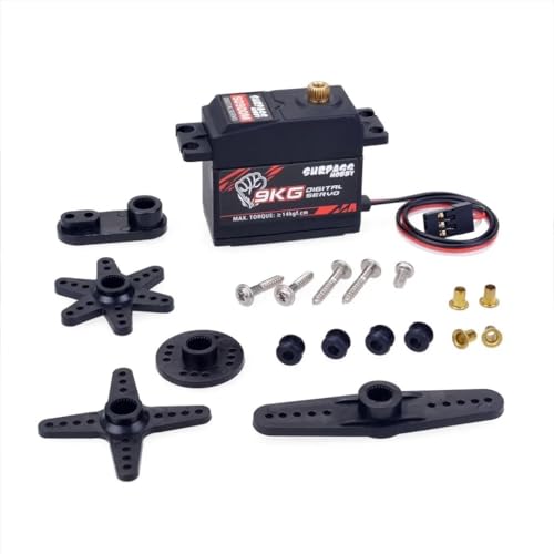 EJRNPWRF Surpasshobby Digital 9 G, 17 G, 25 G, 6 kg, 9 kg, 15 kg, 20 kg, Metallgetriebe-Servo für 1/10, 1/8 RC Auto, Boot, Flugzeug, Roboter (9 g, S0009M) von EJRNPWRF
