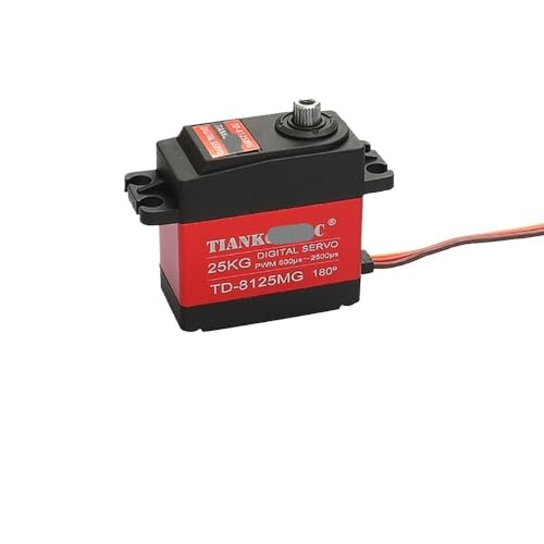 EJRNPWRF Wasserdicht 180/270 Grad, 20 kg, 25 kg, 30 kg, 35 kg, 60 kg, großes Drehmoment, Metallgetriebe, digitales Servo für ferngesteuerte Autos im Maßstab 1/8, 1/10 (1 x 25 kg, 180 Grad) von EJRNPWRF