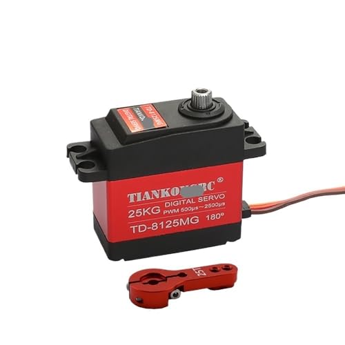 EJRNPWRF Wasserdicht 180/270 Grad, 20 kg, 25 kg, 30 kg, 35 kg, 60 kg, großes Drehmoment, Metallgetriebe, digitales Servo für ferngesteuerte Autos im Maßstab 1/8, 1/10 (1 x 25 kg 180-Grad-Arm) von EJRNPWRF