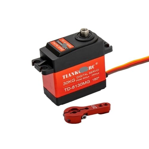 EJRNPWRF Wasserdicht 180/270 Grad, 20 kg, 25 kg, 30 kg, 35 kg, 60 kg, großes Drehmoment, Metallgetriebe, digitales Servo für ferngesteuerte Autos im Maßstab 1/8, 1/10 (1 x 30 kg, 180 Grad Arm) von EJRNPWRF