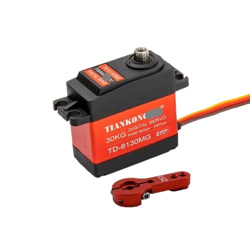 EJRNPWRF Wasserdicht 180/270 Grad, 20 kg, 25 kg, 30 kg, 35 kg, 60 kg, großes Drehmoment, Metallgetriebe, digitales Servo für ferngesteuerte Autos im Maßstab 1/8, 1/10 (1 x 30 kg, 270 Grad Arm) von EJRNPWRF