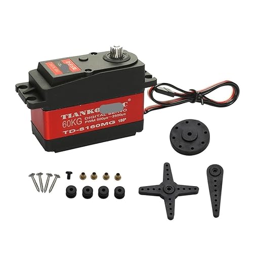 EJRNPWRF Wasserdicht 180/270 Grad, 20 kg, 25 kg, 30 kg, 35 kg, 60 kg, großes Drehmoment, Metallgetriebe, digitales Servo für ferngesteuerte Autos im Maßstab 1/8, 1/10 (1 x 60 kg, 180 Grad) von EJRNPWRF
