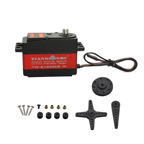 EJRNPWRF Wasserdicht 180/270 Grad, 20 kg, 25 kg, 30 kg, 35 kg, 60 kg, großes Drehmoment, Metallgetriebe, digitales Servo für ferngesteuerte Autos im Maßstab 1/8, 1/10 (1 x 60 kg, 270 Grad) von EJRNPWRF