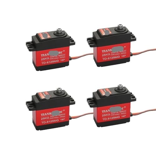 EJRNPWRF Wasserdicht 180/270 Grad, 20 kg, 25 kg, 30 kg, 35 kg, 60 kg, großes Drehmoment, Metallgetriebe, digitales Servo für ferngesteuerte Autos im Maßstab 1/8, 1/10 (4 x 25 kg, 180 Grad) von EJRNPWRF