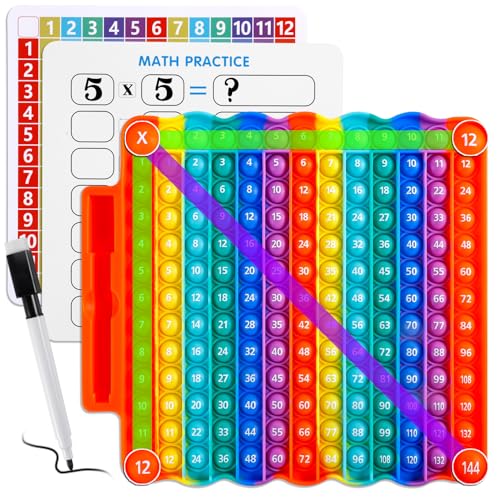 Multiplikationstabelle Pop-Fidget-Lernspielzeug, pädagogisches Mathematik-Spielbrett mit Marker, Regenbogenfarben von EK-Memory-fish