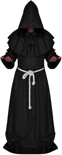 EKGNU Erwachsenenkostüm Mönch mit Kapuze, Mönch, Renaissance, Priester, Cosplay, Schwarz, Größe L EKGNU Erwachsenenkostüm Mönch mit Kapuze, Mönch, Renaissance, Priester, Cosplay, Schwarz, Größe L von EKGNU