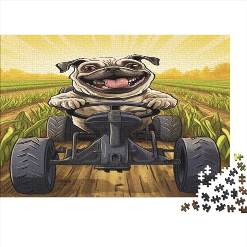 Fahrendes Hündchen 300 Teile Premium-Puzzles Für Erwachsene - Spaß Und Lernspiele - Perfekte AI Design Puzzle-Geschenke 300pcs (40x28cm) von EKIDAZ