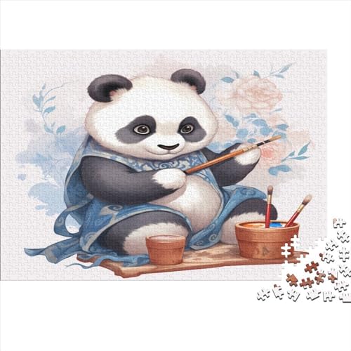 Niedlicher Panda 300 Teile Puzzles Für Erwachsene Teenager Stress Abbauen Familien-Puzzlespiel AI Animal Puzzle Lernspiel Spielzeug Geschenk 300pcs (40x28cm) von EKIDAZ