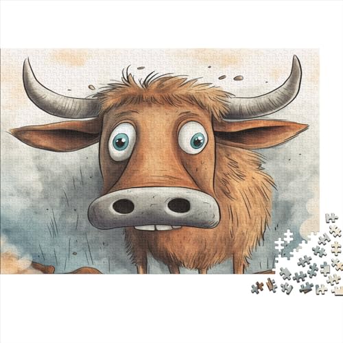 Verblüffte Kuh 300 Teile Puzzle Lernspiel Spielzeug Puzzles Für Erwachsene Klassische AI Animals Puzzles Puzzles Erwachsene 300pcs (40x28cm) von EKIDAZ