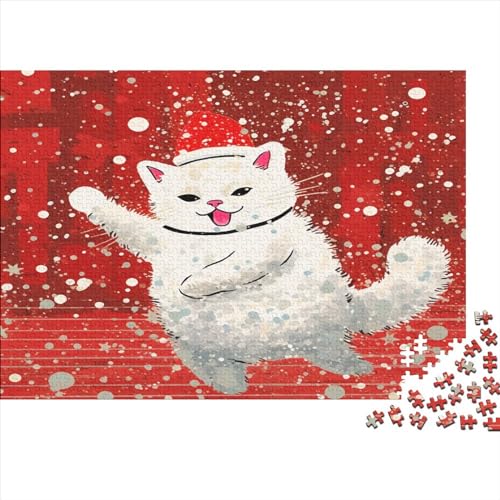 Weihnachtsmann Kitten 300 Teile Puzzles Für Erwachsene Teenager Stress Abbauen Familien-Puzzlespiel AI Animals Puzzle Lernspiel Spielzeug Geschenk 300pcs (40x28cm) von EKIDAZ