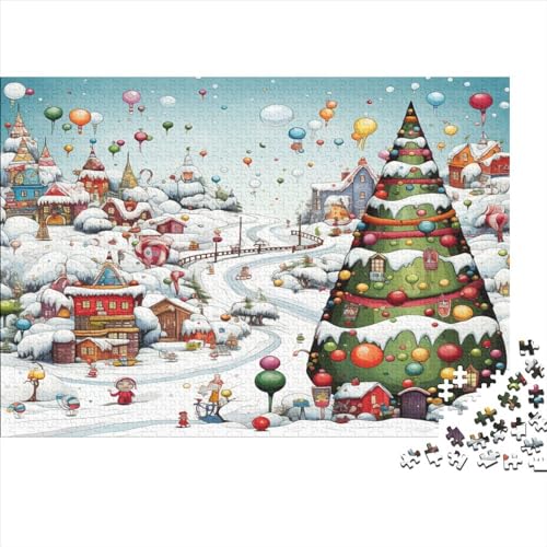 Weihnachtsmann Puzzle Erwachsenenpuzzle Farbenfrohes AI Design 500 Teile Puzzle Für Erwachsene Ab 14 Jahren 500pcs (52x38cm) von EKIDAZ