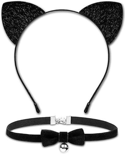 2 Stück Katzenohren Haarreif Set, Katzenohren Stirnband mit Glockenhalsband Schwarze, Kindergeburtstag Haarreif für Mädchen, Cat Ears Accessoires für Karneval, Halloween, Geburtstag, Cosplay, Party 2 Stück Katzenohren Haarreif Set, Katzenohren Stirnband mit Glockenhalsband Schwarze, Kindergeburtstag Haarreif für Mädchen, Cat Ears Accessoires für Karneval, Halloween, Geburtstag, Cosplay, Party von EKKONG