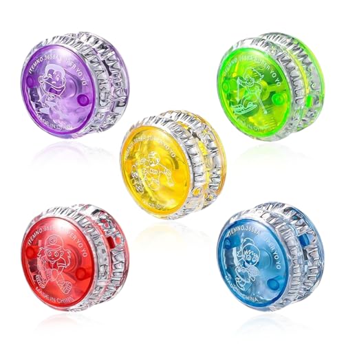 5 Stück LED Licht Jo-Jo, Joo mit Licht für Kinder, Kunststoff Responsive Yoyo, Yoyo mit Licht für Anfänger Kinder, Geschenke für Geschenktütenfüller, Geburtstag, Weihnachten, Kindertag (5) von EKKONG