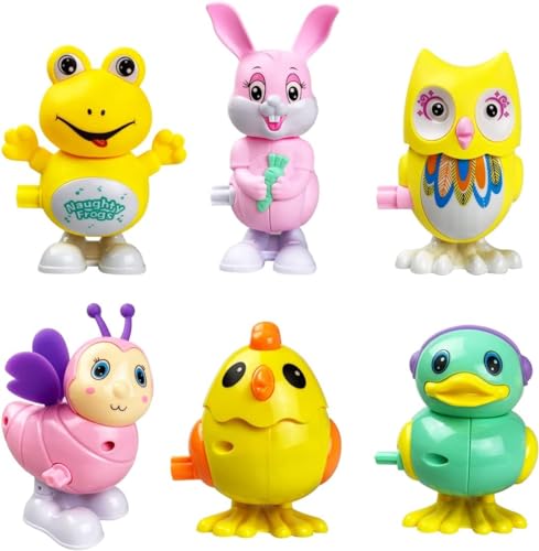 6 Stück Ostern Tier Aufziehspielzeug, Aufziehspielzeug Biene Frosch Küken Eule Ente Hase, Springende Aufziehspielzeug für Jungen und Mädchen, Osterkorb Stuffer, Ostern Spielzeug, Party Geschenk (6Pcs) 6 Stück Ostern Tier Aufziehspielzeug, Aufziehspielzeug Biene Frosch Küken Eule Ente Hase, Springende Aufziehspielzeug für Jungen und Mädchen, Osterkorb Stuffer, Ostern Spielzeug, Party Geschenk (6Pcs) von EKKONG