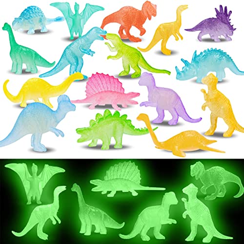 EKKONG 32 Stück Dinosaurier Party Mitgebsel, Leuchten Dinosaurier Spielzeug, Mini Dinosaurier Figuren, Realistische Kleine Dinosaurier Figur für Kinder Jungen Mädchen (32pcs) von EKKONG