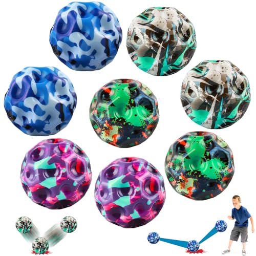 EKKONG 8 Stück Astro Jump Ball, Mehrfarbig Space Moon Ball, Mini Jump Ball, Super High Bouncing Lightweight Springen Ball, Hüpfbälle, Bouncy Balls, Interaktives Spielzeug zum Stressabbau von EKKONG