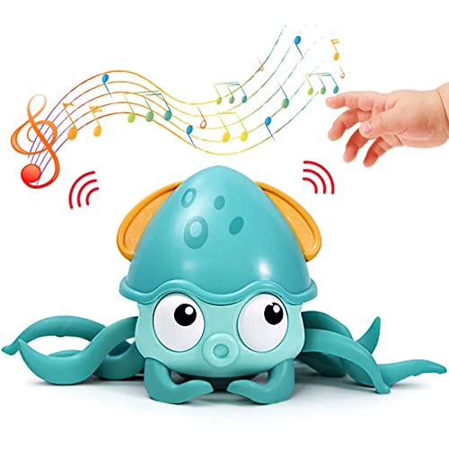 EKKONG Baby Spielzeug, Oktopus Krabbelspielzeug Musikspielzeug mit LED-Leuchten Automatischer Erkennung um Hindernisse zu Vermeiden Wiederaufladbares USB Elektronikspielzeug für Infant Kinder von EKKONG