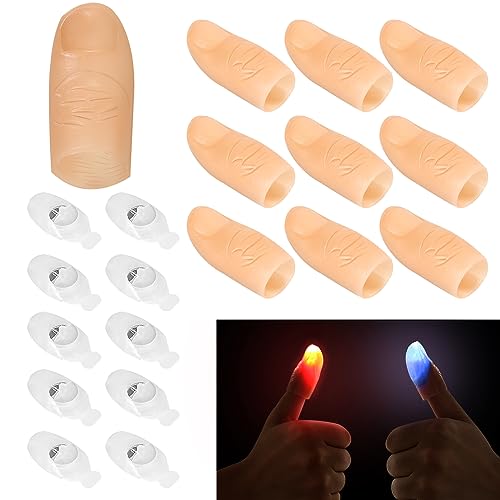 Magisches Daumenlicht 5 Stück Daumenlichter Magie LED Fingerlampe Daumen Licht Rubber Thumb für Magie, Bar-Requisiten, Partyzubehör, Streichspielzeug von EKKONG