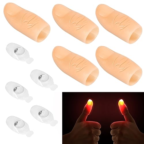 EKKONG Magisches Daumenlicht 5 Stück Daumenlichter Magie LED Fingerlampe Daumen Licht Rubber Thumb für Magie, Bar-Requisiten, Partyzubehör, Streichspielzeug von EKKONG