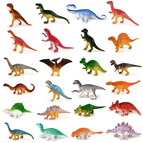 EKKONG Dinosaurier Spielzeug, 24 Stück Dino Figuren Verschiedene Mini Dinosaurier Figuren Adventskalender Füllung Kinder Jungen Mädchen ab 3 Jahren von EKKONG