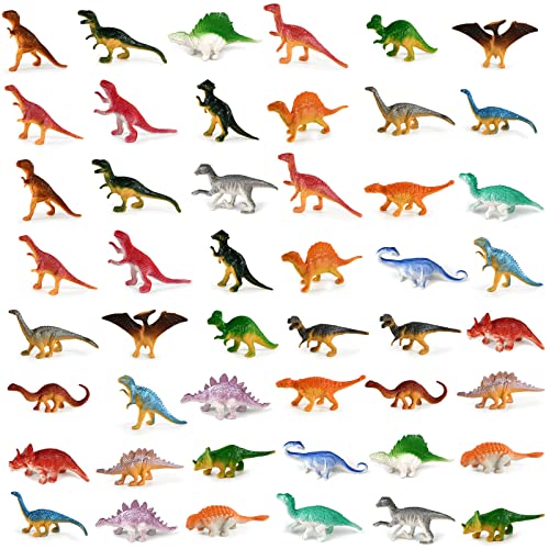 EKKONG Dinosaurier Spielzeug, 48 Stück Dino Figuren Verschiedene Mini Dinosaurier Figuren Adventskalender Füllung Kinder Jungen Mädchen ab 3 Jahren von EKKONG