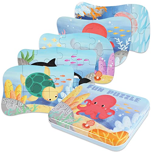 EKKONG Kinderpuzzle, 5 Bilds Meerestier Holzpuzzle für Kinder, Holzpuzzle ab 3 4 5 Jahren, Montessori Spielzeug Puzzle, Geschenk für Jungen Mädchen EKKONG Kinderpuzzle, 5 Bilds Meerestier Holzpuzzle für Kinder, Holzpuzzle ab 3 4 5 Jahren, Montessori Spielzeug Puzzle, Geschenk für Jungen Mädchen von EKKONG