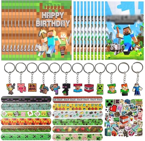 EKKONG Miner Partytütenfüller, 94 Stück, Gamer-Partygeschenke mit Schlüsselanhänger, Partytüten, Aufkleber, Geburtstagsspiel, Partyzubehör, Minenmann-Partyzubehör, Spiel-Party-Dekorationen für Kinder EKKONG Miner Partytütenfüller, 94 Stück, Gamer-Partygeschenke mit Schlüsselanhänger, Partytüten, Aufkleber, Geburtstagsspiel, Partyzubehör, Minenmann-Partyzubehör, Spiel-Party-Dekorationen für Kinder von EKKONG
