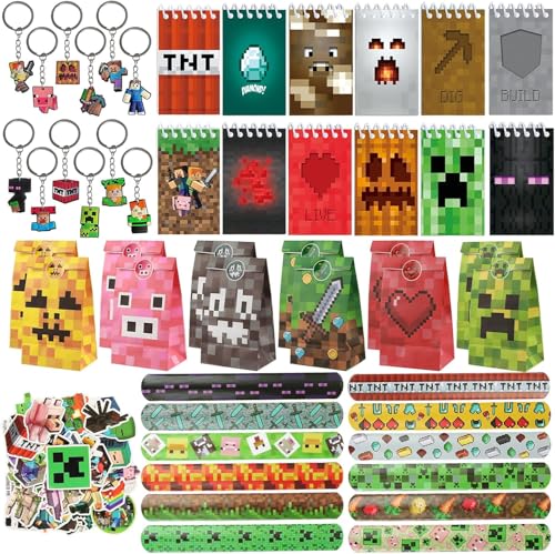 EKKONG Miner Partytütenfüller, 98 Stück Miner Geburtstag Party Supplies mit Schlüsselanhänger-Aufklebern, Slap-Bänder, Partytüten, Notizbuch, Gamer-Partygeschenke, Spiel-Party, Geburtstagsdekorationen EKKONG Miner Partytütenfüller, 98 Stück Miner Geburtstag Party Supplies mit Schlüsselanhänger-Aufklebern, Slap-Bänder, Partytüten, Notizbuch, Gamer-Partygeschenke, Spiel-Party, Geburtstagsdekorationen von EKKONG