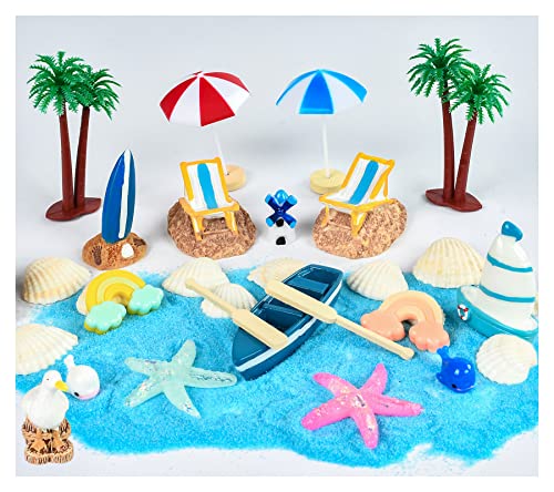 EKKONG Miniatur Deko Strand Deko Mikrolandschaft Puppenhaus Zubehör Miniatur Möbel Dekoration Ornament Set Liege, Sonnenschirm, Palme, Boot, Sand, Seevogel, Meerestie, Segelboot, Surfbrett, Windmühlen EKKONG Miniatur Deko Strand Deko Mikrolandschaft Puppenhaus Zubehör Miniatur Möbel Dekoration Ornament Set Liege, Sonnenschirm, Palme, Boot, Sand, Seevogel, Meerestie, Segelboot, Surfbrett, Windmühlen von EKKONG