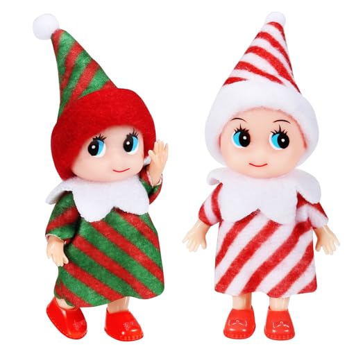 EKKONG Weihnachtself 2-Teilige Weihnachtselfen Wichtelpuppe Mini Figuren Weihnachten Elfen Puppe Weihnachtswichtel Figuren für Jungen Mädchen Weihnachtsspielzeug Dekorationen EKKONG Weihnachtself 2-Teilige Weihnachtselfen Wichtelpuppe Mini Figuren Weihnachten Elfen Puppe Weihnachtswichtel Figuren für Jungen Mädchen Weihnachtsspielzeug Dekorationen von EKKONG