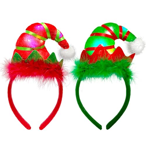 Elf Hut Weihnachten LED,2 Stück Weihnachten Stirnband, Elfenhut Stirnband Elf Hut Stirnband Weihnachten Hut Haarband für Weihnachten Kostüm Kostüme Zubehör Elf Hut Weihnachten LED,2 Stück Weihnachten Stirnband, Elfenhut Stirnband Elf Hut Stirnband Weihnachten Hut Haarband für Weihnachten Kostüm Kostüme Zubehör von EKKONG