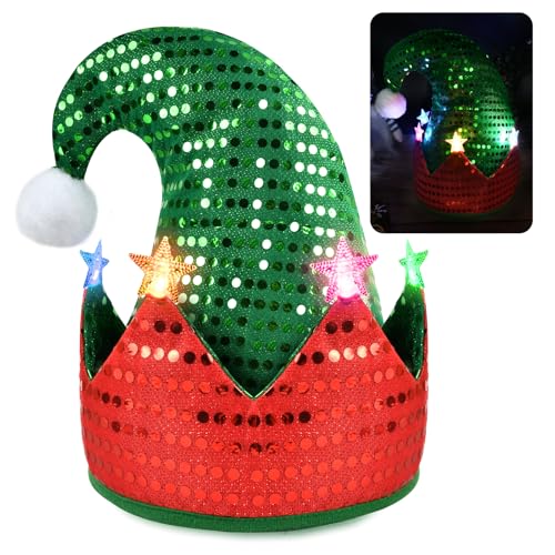 EKKONG Wichtelmütze LED Elfenmütze Weihnachtself Mütze mit Licht Elfenhut Wichtel Mütze für Weihnachtsfeiern, Rollenspiele, Bühnenaufführung EKKONG Wichtelmütze LED Elfenmütze Weihnachtself Mütze mit Licht Elfenhut Wichtel Mütze für Weihnachtsfeiern, Rollenspiele, Bühnenaufführung von EKKONG