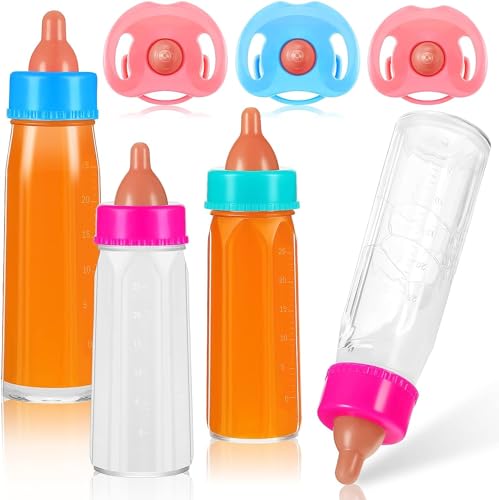 Magische Flasche,4 Stück Baby Puppe Milchfläschchen mit 3 Stück Schnuller,New Born Baby Puppe Zubehör,Zauberflaschen Für Puppen, 3 Jahre to 6 Jahre von EKKONG