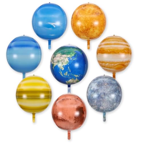 Weltraum Luftballons, 8 Stück Planeten Ballons 22 Zoll Folienballon 4D Geburtstagsballon für Junge Geburtstagsfeier, Weltraum Deko, Planet Party Dekoration von EKKONG