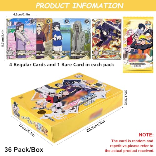 Anime Karten,36Pack/180 Blatt Anime Sammelkarten Set,Shippuden Karten Box,Anime Game Trading Cards Lieblings für Kinder,Fans,Teenager und Erwachsene von EKSED