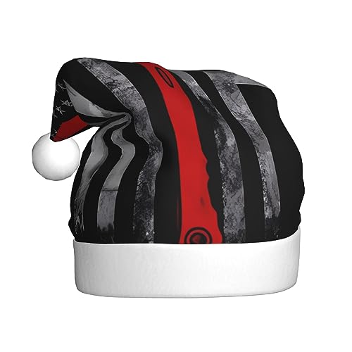 EKYOSHCZ Feuerwehr-Axt rote Linie Flagge Weihnachtsmann Hut für Erwachsene Weihnachtsmütze Xmas Urlaub Hut für Neujahr Party Supplies von EKYOSHCZ