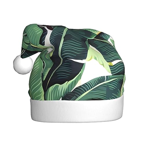 EKYOSHCZ Tropische Bananen-Palmenblätter Weihnachtsmütze für Erwachsene Weihnachtsmütze Xmas Urlaub Hut für Neujahr Party Supplies von EKYOSHCZ