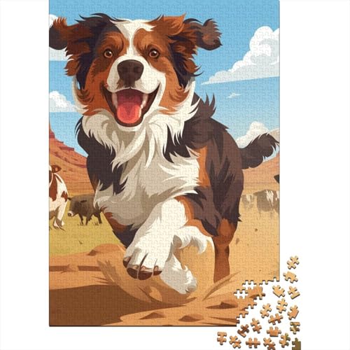 Cute Border Collie Puzzles 1000 Teile Schwer Puzzle Spielzeug Pädagogisches Spiel Impossible Herausforderung Spielzeug Für Erwachsene Und Kinder Ab 12 Jahren 1000pcs (75x50cm) von EKZLQJWPN