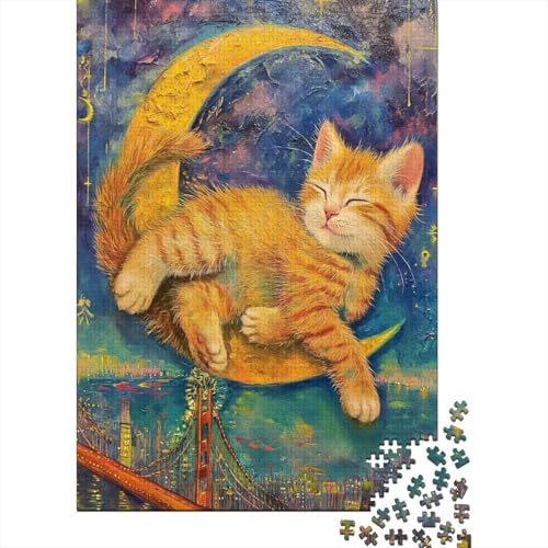 Cute Katze Puzzle 1000-teilige Schwer Puzzle Spielzeug Pädagogisches Spiel Impossible Herausforderungsspielzeug Für Erwachsene Und Kinder Ab 14 Jahren 1000pcs (75x50cm) von EKZLQJWPN