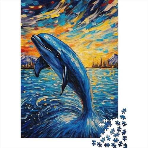 Oil Painting Delphin Puzzle 1000-teilige Schwer Puzzle Spielzeug Lernspiel Impossible Herausforderung Spielzeug Für Erwachsene Und Kinder in Bewährter 1000pcs (75x50cm) von EKZLQJWPN