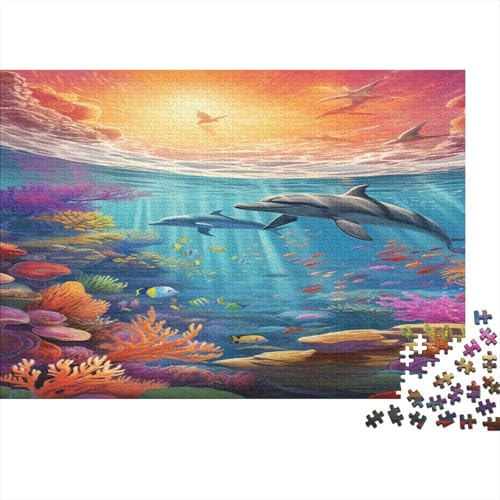 Seabed A School of Fische 1000 Stück Puzzles Für Erwachsene Teenager Stress Abbauen Familien-Puzzlespiel 1000-teiliges Puzzle Kinder Lernspiel Spielzeug Geschenk Puzzel 1000pcs (75x50cm) von EKZLQJWPN