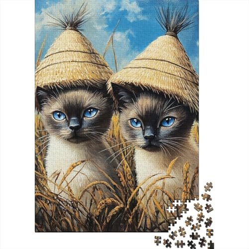 Siamesische Kätzchen Puzzles 1000 Teile Schwer Puzzle Spielzeug Pädagogisches Spiel Impossible Herausforderung Spielzeug Für Erwachsene Und Kinder Ab 14 Jahren 1000pcs (75x50cm) von EKZLQJWPN