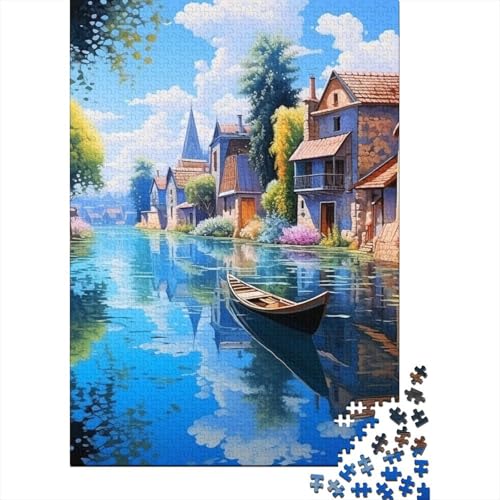 Venedig Kanalsicht Puzzle 1000 Teile Schwer Puzzle Spielzeug Lernspiel Impossible Herausforderung Spielzeug Für Erwachsene Und Kinder Ab 14 Jahren 1000pcs (75x50cm) von EKZLQJWPN