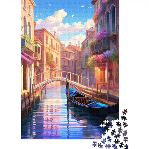 Venedig Wasserstadt Puzzles 1000 Teile Schwer Puzzle Spielzeug Lernspiel Impossible Herausforderung Spielzeug Für Erwachsene Und Kinder Ab 12 Jahren 1000pcs (75x50cm) von EKZLQJWPN