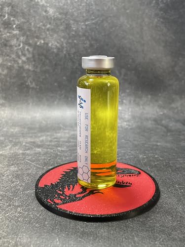 DNA-Phiole aus Jurassic – Darstellung einer braunen Dinosaurier-DNA, Verwendung für Fan Art, Cosplay, Kollektion, Maße: 85 mm x 25 mm (Galiminus – Typ A) von ELACE