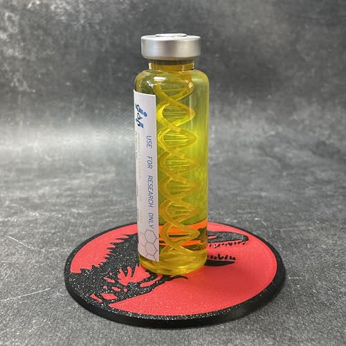 DNA-Phiole aus Jurassic – Darstellung einer braunen Dinosaurier-DNA, Verwendung für Fan Art, Cosplay, Kollektion, Maße: 85 mm x 25 mm (Galiminus – Typ C) von ELACE